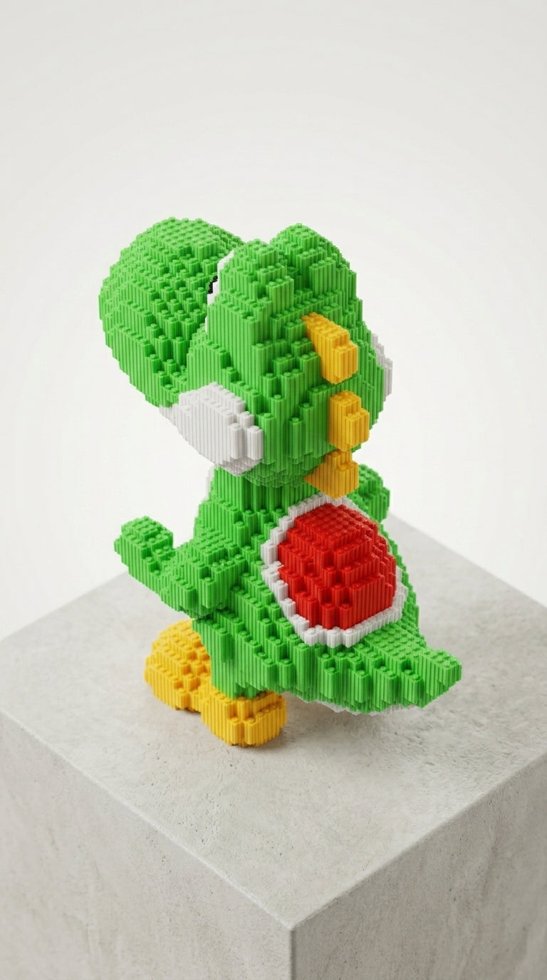 "Dino Verde" Estilo Píxel 3D - 33 cm