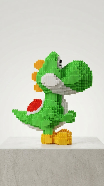 "Dino Verde" Estilo Píxel 3D - 33 cm