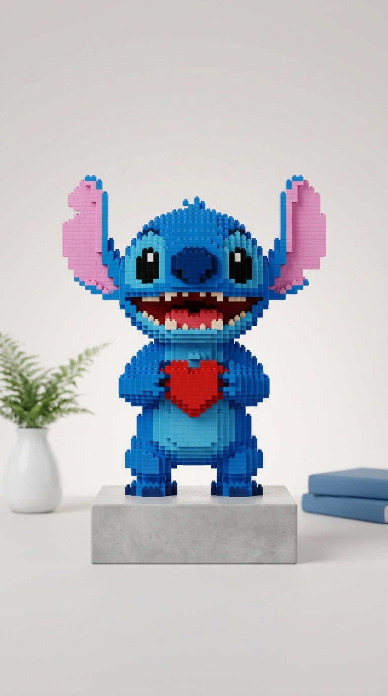 "Alien Azul con Corazón" Estilo Píxel 3D