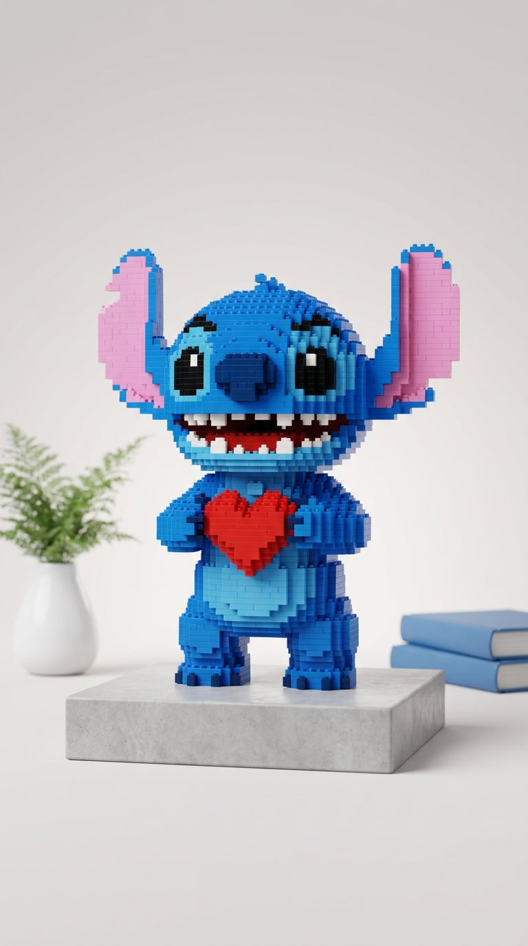"Alien Azul con Corazón" Estilo Píxel 3D