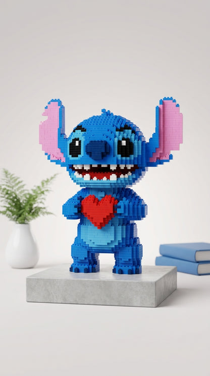 "Alien Azul con Corazón" Estilo Píxel 3D