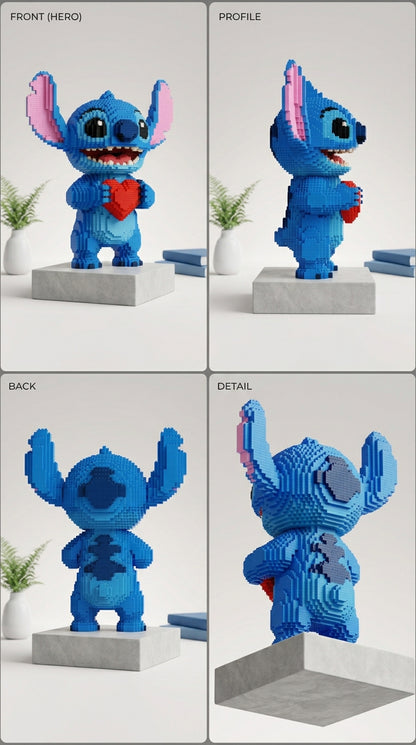"Alien Azul con Corazón" Estilo Píxel 3D